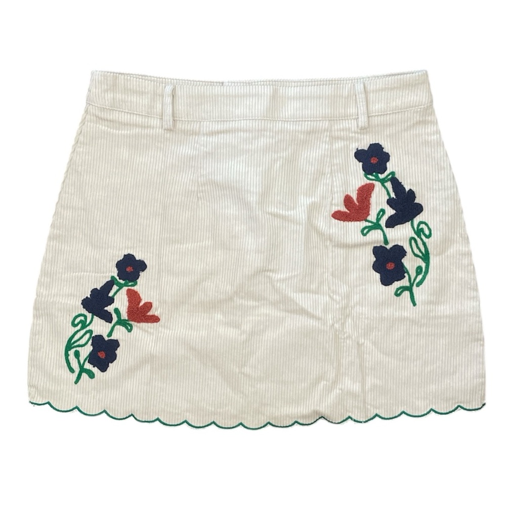 NWT ANTHRO JACQUIE THE LABEL Floral Embroidered Cream Skirt SIZE LARGE - Picture 2 of 3
